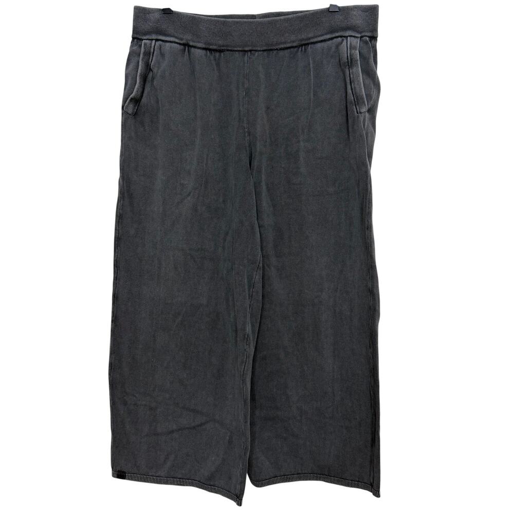 Barefoot Dreams Sunbleached Seamed Pants Faded Black Gray Size Large 100% Cotton